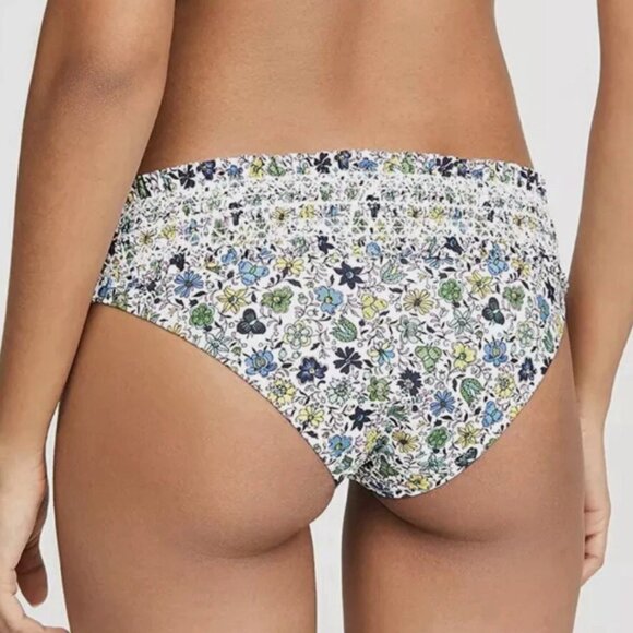 Tory Burch Love Floral Costa Bandeau Smocked Bikini Set Size M Strapless Ruched - Picture 2 of 12
